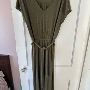 GAP Olive Green V-Neck Tie-Waist Jumpsuit